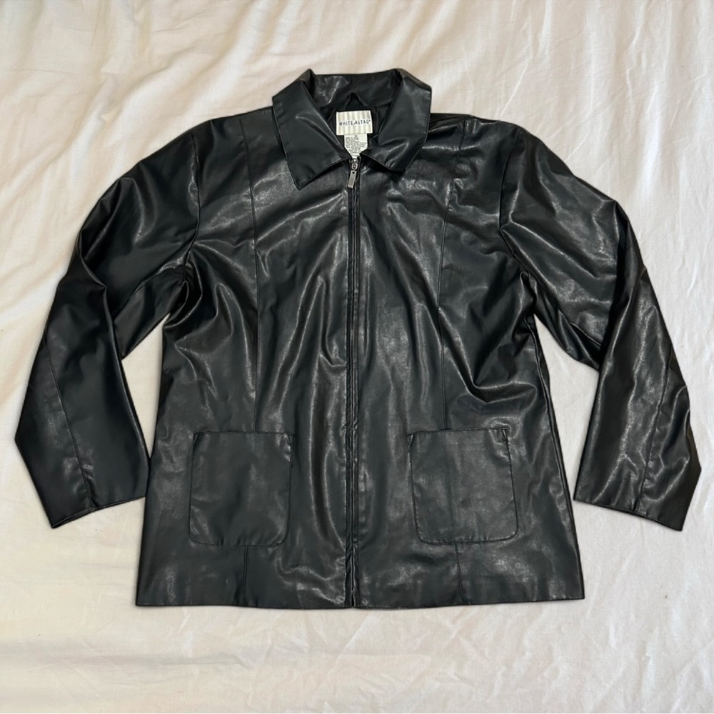 Faux leather zip up jacket